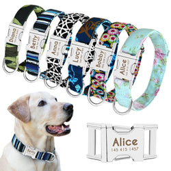 Dog Collar Personalized Nylon Pet Dog Tag Collar Custom Nameplate ID Collars